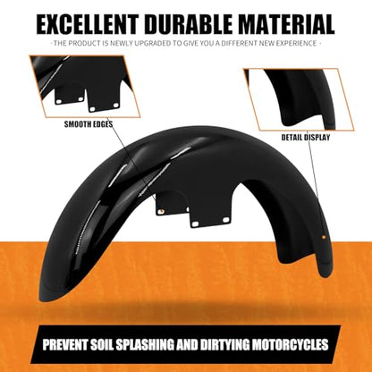 21-Inch Front Fender Fit for Harley Touring 1996-2023 - size: For 21" 130 R21 Gloss Black