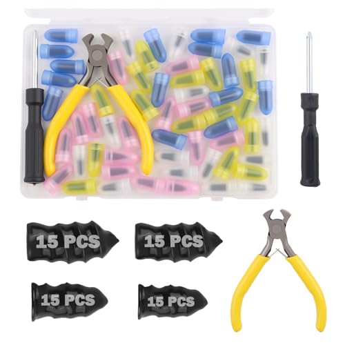 60PCS Tire Repair Kit,4 Sizes Screw in Tire Plugs for Tubeless Repairs with Tools,Quick Self-Service Tires Screw Plugs as Tires Repair Rubber Nail Kit for Motorcycle,Truck