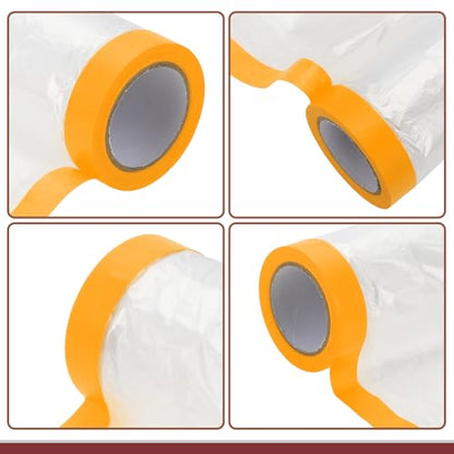 1 Pcs for Wall Covering Frames Cars Auto Body Paint Supplies Pre-Taped Masking Film Plastic Cover 1000x180cm / 32.81ftx70.87" White Orange PE Film