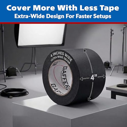 Gaffer Power Black Gaffer Tape 4 Inch x 30 Yards, Heavy Duty, Made in USA - color: Black, size: 4 in x 1080 in