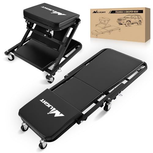 Nilight 36" Z Creeper - 2-in-1 Folding Rolling Mechanic Seat - color: Black