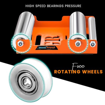 Grand Pitstop Motorcycle Wheel Cleaning Stand - Paddock Stand Replacement - Wheel Roller Stand for tire Cleaning & Chain Lubrication - GRoller Medium (Bikes < 485 lb & Tyre Width <180 mm) - color: Orange
