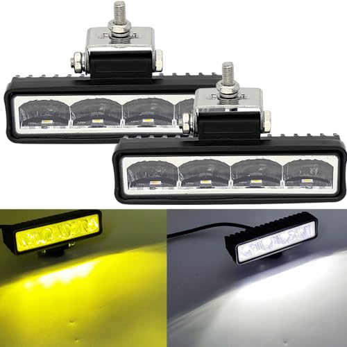 STDYSUN LED White/Yellow Dual Color Fog Lights Driving Lights Bar 2Pcs 6Inch 30W Driving Offroad Lights Auxiliary Work Lights Reverse Lights fit for Motorcycle Truck Trator ATV UTV Golf Cart Boat Car - color: White+Yellow