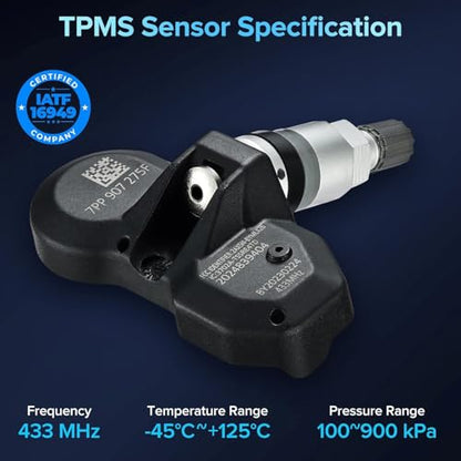 BDFHYK Pre-Programmed TPMS Sensor, 433 MHz Tire Pressure Sensor Compatible with Audi Bentley Martin Lamborghini Aston Bugatti Porsche Replaces# 36236798726 36236781847 5B0907275A - style: 7PP907275F