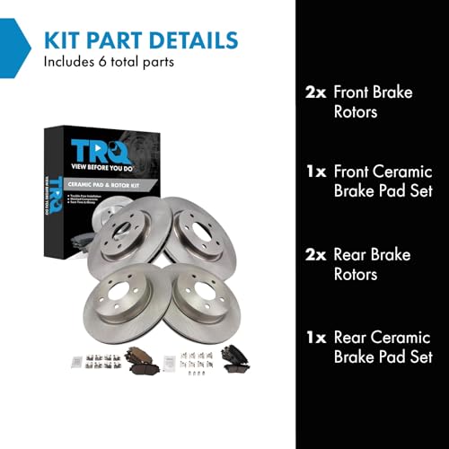 TRQ Front and Rear Brake Pad and Rotor Set Ceramic