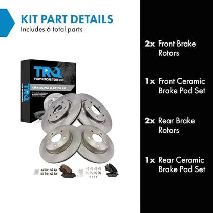 TRQ Front and Rear Brake Pad and Rotor Set Ceramic