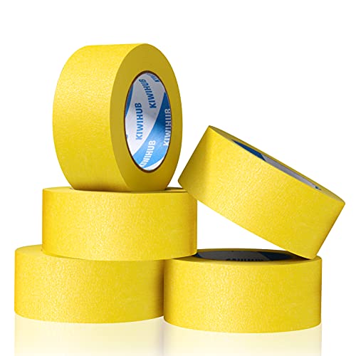 Yellow Painters Tape,2 Inch x 60 Yards x 5 Rolls (300 Yards Total) - color: Yellow