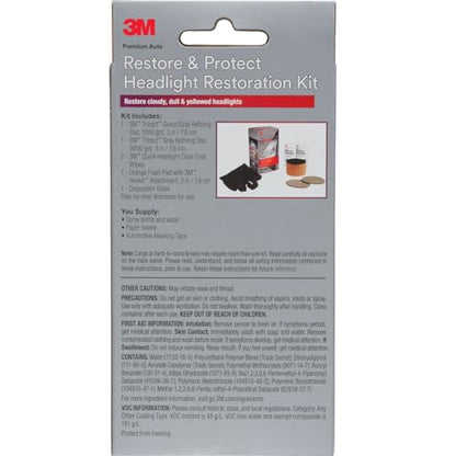 3M Auto Restore and Protect Headlight Restoration Kit, Use On Plastic Lenses, Headlights, Taillight, Fog Lights and More, Includes Sanding Discs, Headlight Clear Coat Wipes, Foam Pad and Glove (39194) - size: 1 Kit
