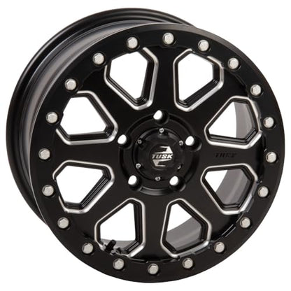 TUSK 5/114.3 (5/4.5) Uinta Beadlock Wheel 15x7 6.0 + 1.0 Compatible with Polaris RZR Pro R/Turbo R/Pro S/XP S/Xpedition (Milled/Black) - color: Milled/Black