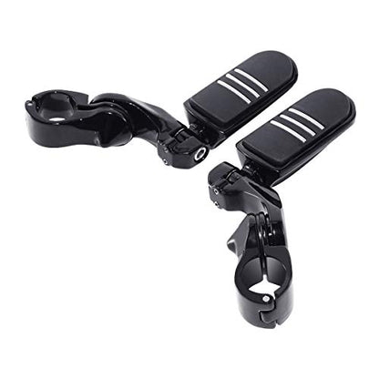 TCT-MOTORPARTS 1 1/4" Highway Engine Guard Crash Bar/Footpeg Mount Fit For Harley Touring Street Glide Electra Glide FLHT Road King 1997-2008 - color: Black Engine Crash Bar+Footpegs #1