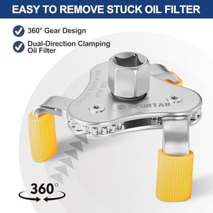 Spurtar 3-Jaw Oil Filter Wrench Adjustable 2-11/16" to 4-1/16" 68mm-104mm