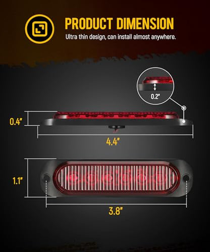 Partsam 4Pcs 4.4 inch Aluminum Housing Red/Amber 6LEDs Marker Lights, Surface Mount Clearance Lights for Trailer Pickup Truck Tractor RV Motorcycle Golf Cart, IP67 Waterproof(2Red +2 Amber)