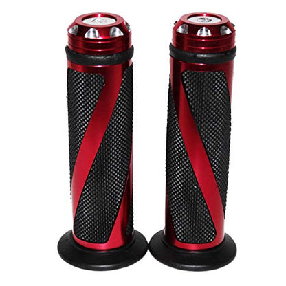 7/8" Aluminum Rubber Gel Hand Grips for Motorcycle Sports Bikes Handlebar - color: Red