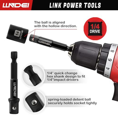 LLNDEI 48 Piece 1/4" Mini Socket Ratchet Wrench Set, Metric Shallow(4-14mm)