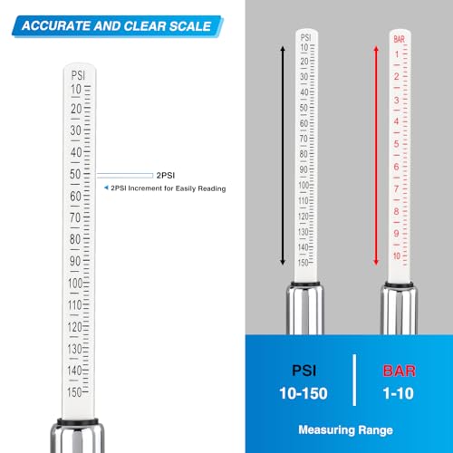 Nilight 2 Pack Dual Head Tire Pressure Gauge 10-150PSI Heavy Duty - color: 2pc Tire Pressure Gauge