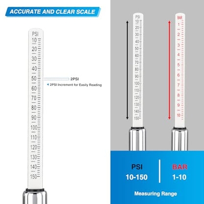 Nilight 2 Pack Dual Head Tire Pressure Gauge 10-150PSI Heavy Duty - color: 2pc Tire Pressure Gauge