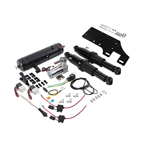 TCT-MOTORPARTS Rear Air Ride Suspension w/Air Tank Fit for Harley Touring - color: Air Ride Suspension Set w/ Tank