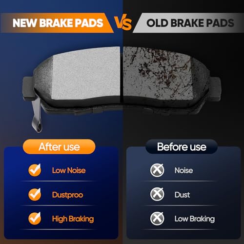 Front Rear Brake Pads,ECCPP 8pcs Ceramic Disc Kits For Honda For Odyssey - size: Front D1089-7994 + Rear D1088-7993