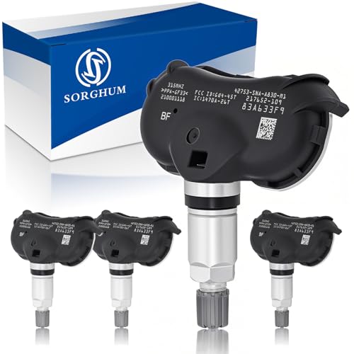 Sorghum Tire Pressure Monitoring System - Pre-Programmed TPMS Sensors 4 Pcs 315MHz Compatible with 2008-2017 Honda Civic Element Odyssey CR-Z Fit Acura Replace# 42753-TR3-A81 42753-SNA-A830-M1 - color: Matte Black-42753-sna-a830-m1