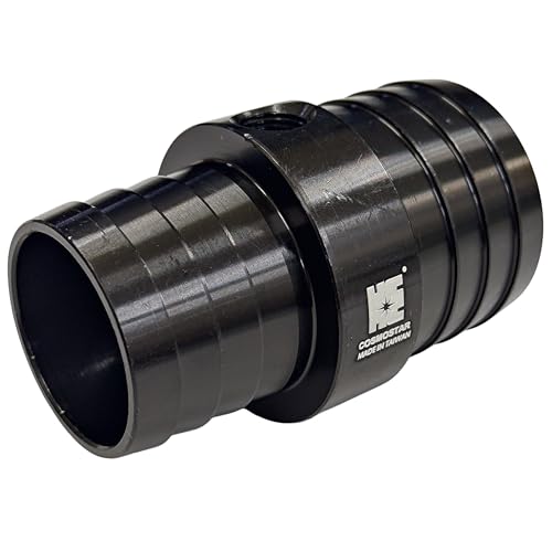 Cosmostar 1-1/4" to 1-1/2" Radiator Hose Barb Coupler Adapter with 1/8" NPT Steam Port for LS Swap – Aluminum Coolant Crossover Splice for Steam Vent Radiator Hose Fitting (Black)-NN2024N02