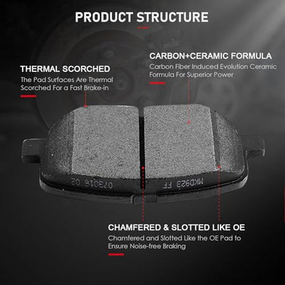 cciyu D923 Brake Pads w/Hardware Front Disc Brake Pad Set - size: Front[D923]