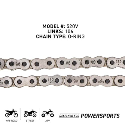 NICHE Drive Sprocket Chain Combo for Kawasaki KLR650 Front 15 Rear 43 Tooth 520V O-Ring 106 Links - size: O-Ring Chain