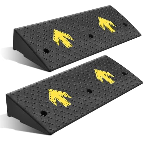 DNA Motoring 2pcs 5.3" Rise Rubber Arrow Curb Ramp Heavy Duty Loading Threshold Ramp 37.4" W x 13.8" D x 5.3" H for Loading Dock, Warehouse, Motorcycles, Cars, TOOLS-00651 - style: 5.3 in 2pcs w/Arrow