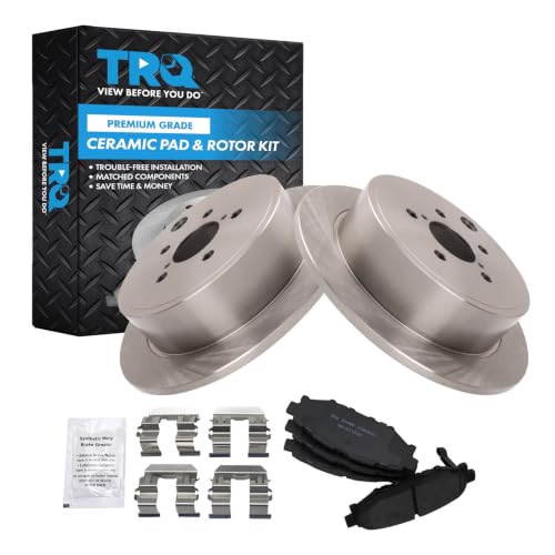 TRQ Rear Ceramic Brake Pad and Rotor Set with Solid Rear Rotors - style: BKA10717