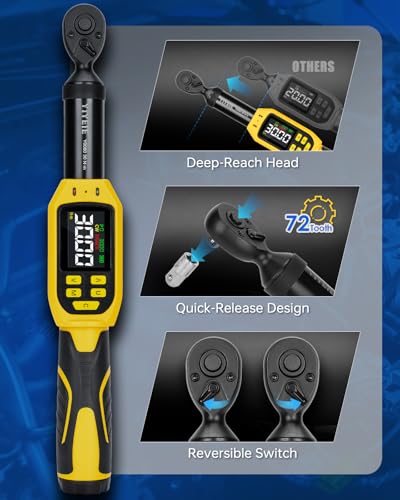 Digital Torque Wrench 1/4" Drive, 1.1-22.1 Ft-lb/1.5-30 N.m (±1% Accuracy) - size: 1/4" 12 PC