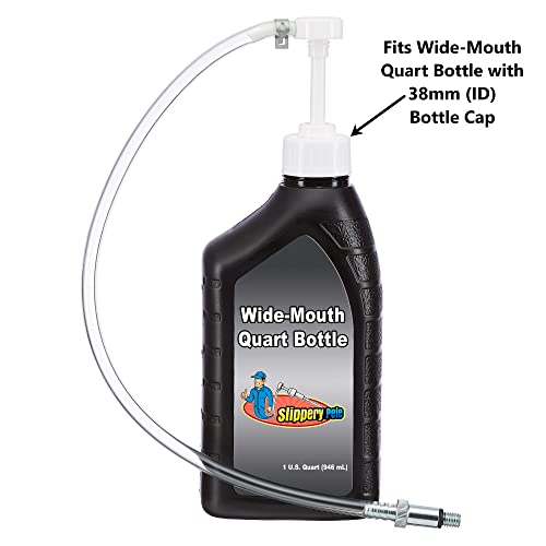 Slippery Pete - Lower Unit Gear Oil Pump for Wide-Mouth Quart Bottles, Includes 3/8 inch Metal Swivel, 8mm, 10mm Adapters Fits Most Marine Boat Outboard Motors NOT COMPATIBLE WITH VOLVO PENTA - size: 38mm