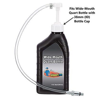 Slippery Pete - Lower Unit Gear Oil Pump for Wide-Mouth Quart Bottles, Includes 3/8 inch Metal Swivel, 8mm, 10mm Adapters Fits Most Marine Boat Outboard Motors NOT COMPATIBLE WITH VOLVO PENTA - size: 38mm