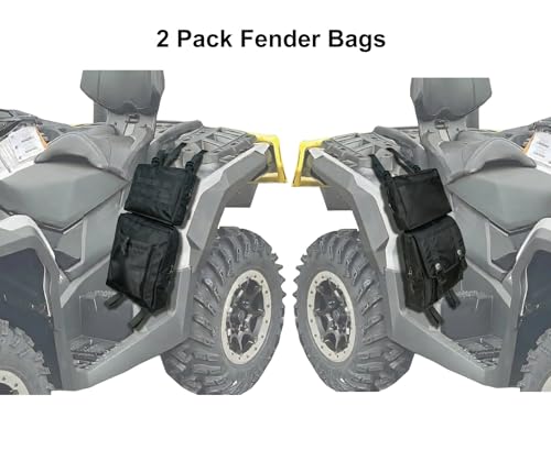 Larswon 2 Pack ATV Saddle Bags, Large Detachable Fender Bag ATV Gear Bags Water Resistent Motorcycle Storage Bag Compatible with Sportsman Scrambler TRX FourTrax Outlander Grizzly UTV Black - color: Black
