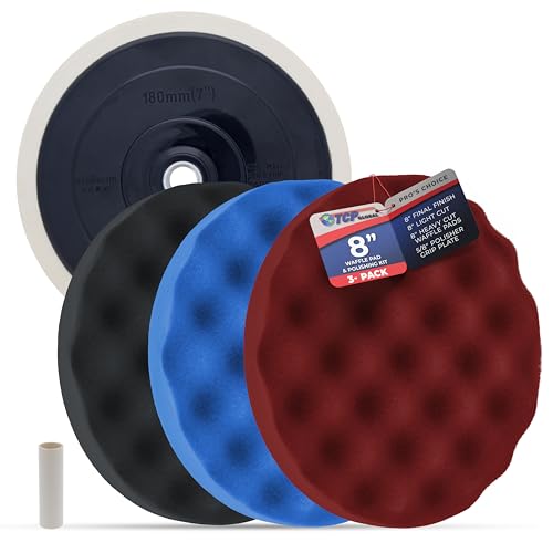 TCP Global Professional 3 Pad Buffing and Polishing Kit with 8" Waffle Foam