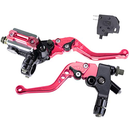 Universal Motorcycle 7/8" 22mm Handlebar Brake Master Cylinder Clutch Lever CNC Left & Right Set Compatible with Harley Honda Kawasaki Suzuki Yamaha（ Piston Diameter 12.7mm (Red) - color: Red