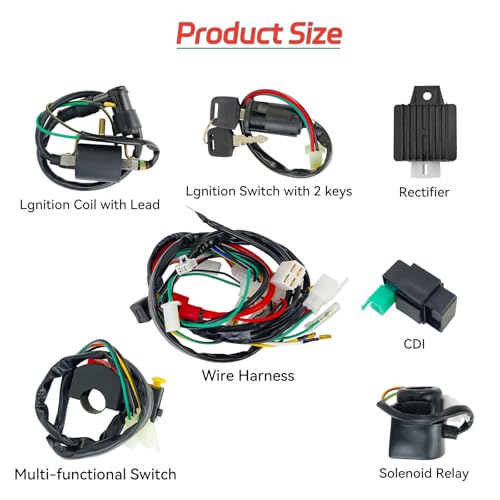 Wiring Harness Kit w/CDI Ignition Coil for 4-Stroke ATV 50-125cc