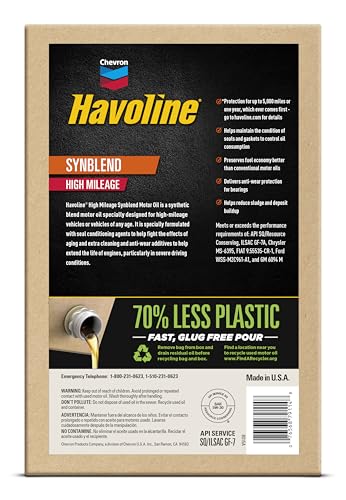 Havoline Motor Oil 5w30 High Mileage Synthetic Technology Smart Change Engine Oil, 5W-30, 6 Quarts, Pack of 2 - size: Pack of 2, style: 5W-30