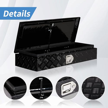 34.5 Inch Aluminum Truck Bed Tool Box with Lock - color: Black, size: 34.5"