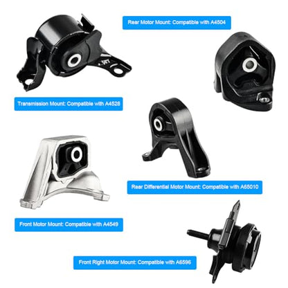 Engine Motor & Transmission Mount Kit Replacement for Honda Element 2.4L - size: 5PCS-Compatible with 2003-2010 Element 2.4L Manual