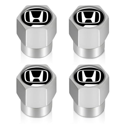 Tire Valve Stem Caps Cover for Honda Metal Wheel Air caps Auto Valve Stem Caps Accessories 4 Pack Silver - color: Silver-06
