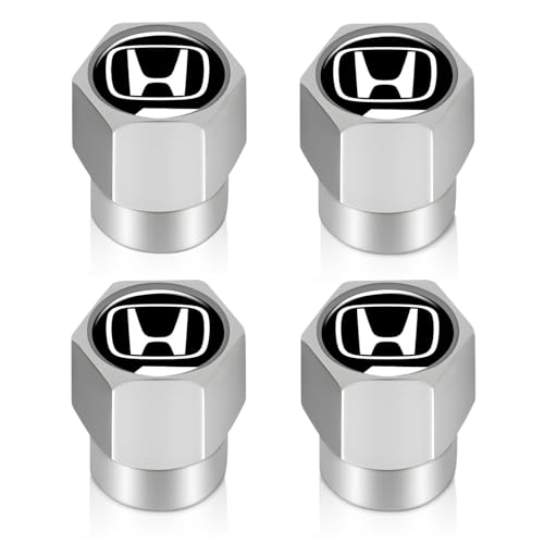 Tire Valve Stem Caps Cover for Honda Metal Wheel Air caps Auto Valve Stem Caps Accessories 4 Pack Silver - color: Silver-06