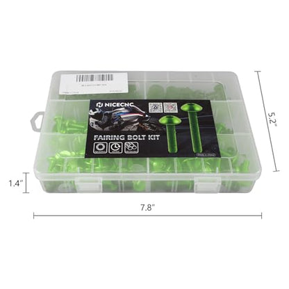 NICECNC 253Pcs Motorcycle Fairing Bolt Kit, M5 M6, Titanium Alloy, Green - color: green