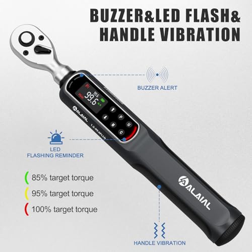Digital Torque Wrench 3/8 Drive, 1.5-99.6 ft-lb ±2% Accuracy - size: 1.5-99.6Ft.Lb/2-135Nm-3/8"