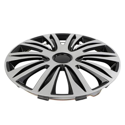 SCITOO Fit 17 Inch Hubcaps 4X Black & Silver Wheel Cover Universal-Fit
