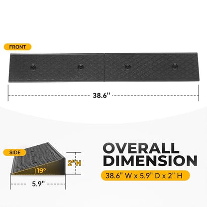 Auto Dynasty 2"H Rubber Curb Ramps for Driveway Sidewalk, Heavy Duty 2 Pack - size: 2" Rise