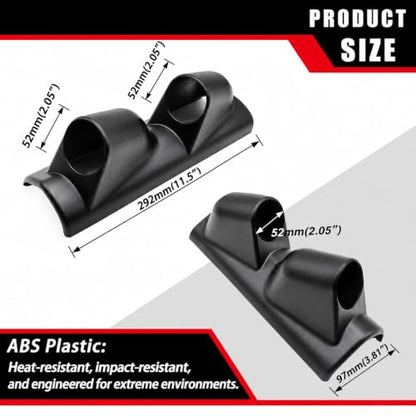 Universal Black ABS Plastic Double 2" 52mm Gauge Pod Holder