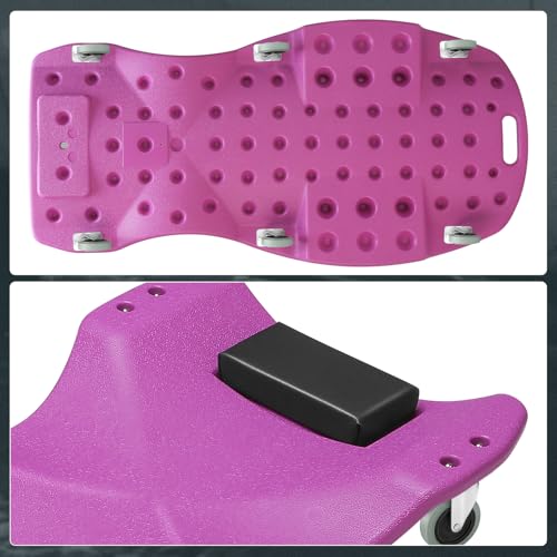 DNA MOTORING 48 Inches Heavy-Duty Low-Profile Roller Automotive Creeper with Padded Headrest, Purple, TOOLS-00239-PR - color: Purple, size: 48 Inches