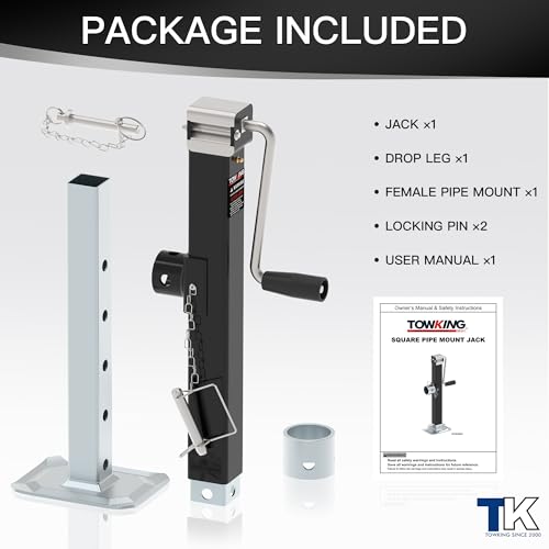 8000lbs Pipe Mount Tongue Jack, 15" Lift, Heavy Duty Trailer Jack