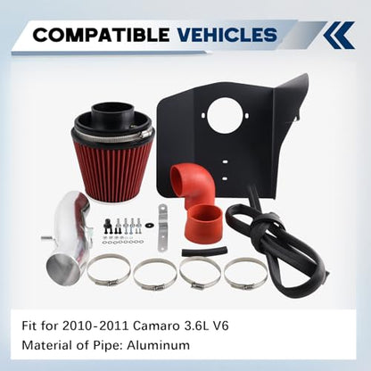 Cold Air Intake Compatible With 2010-11 Chevy Camaro 3.6L V6 - size: Chevy Camaro Cold Air Intake Kit 3.6L