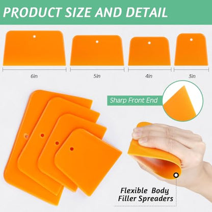 Frienda 12 Pcs Body Filler Spreaders Plastic Auto Putty, 4 Sizes - size: 4 Sizes