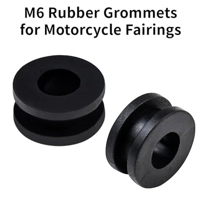 M6 Rubber Grommets Kit for Motorcycle Fairing, 20PCS Rubber Grommet Bushings Compatible with Yamaha Honda Kawasaki Suzuki, ATV Body Panel & Cowling Mount Replacement